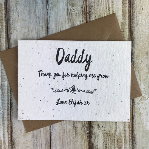 Dad/Daddy Thank You For Helping Me Grow - Personalised Seed Card-The Persnickety Co