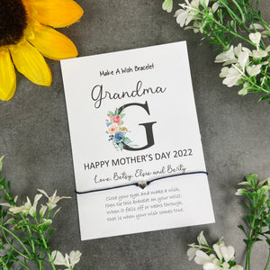 Happy Mother's Day Grandma - Personalised Wish Bracelet For Grandma
