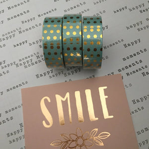 Gold Foil Polka Dot Washi Tape - Teal-3-The Persnickety Co