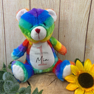 Personalised 'Happy Birthday' Rainbow Soft Toy