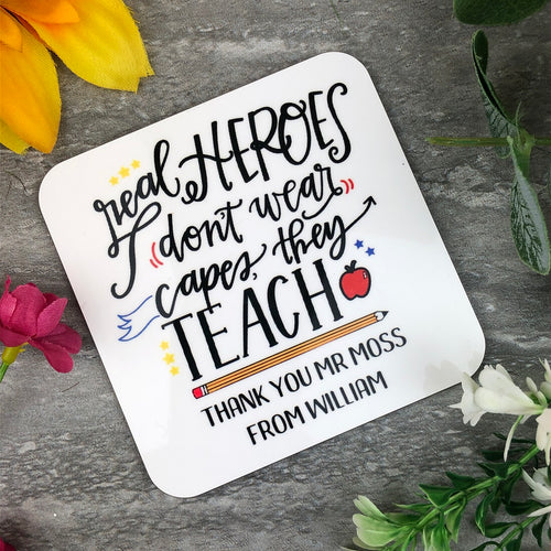Personalised Teacher Coaster-The Persnickety Co