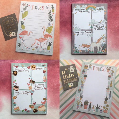 Set of 4 Cute A5 Notepads-The Persnickety Co