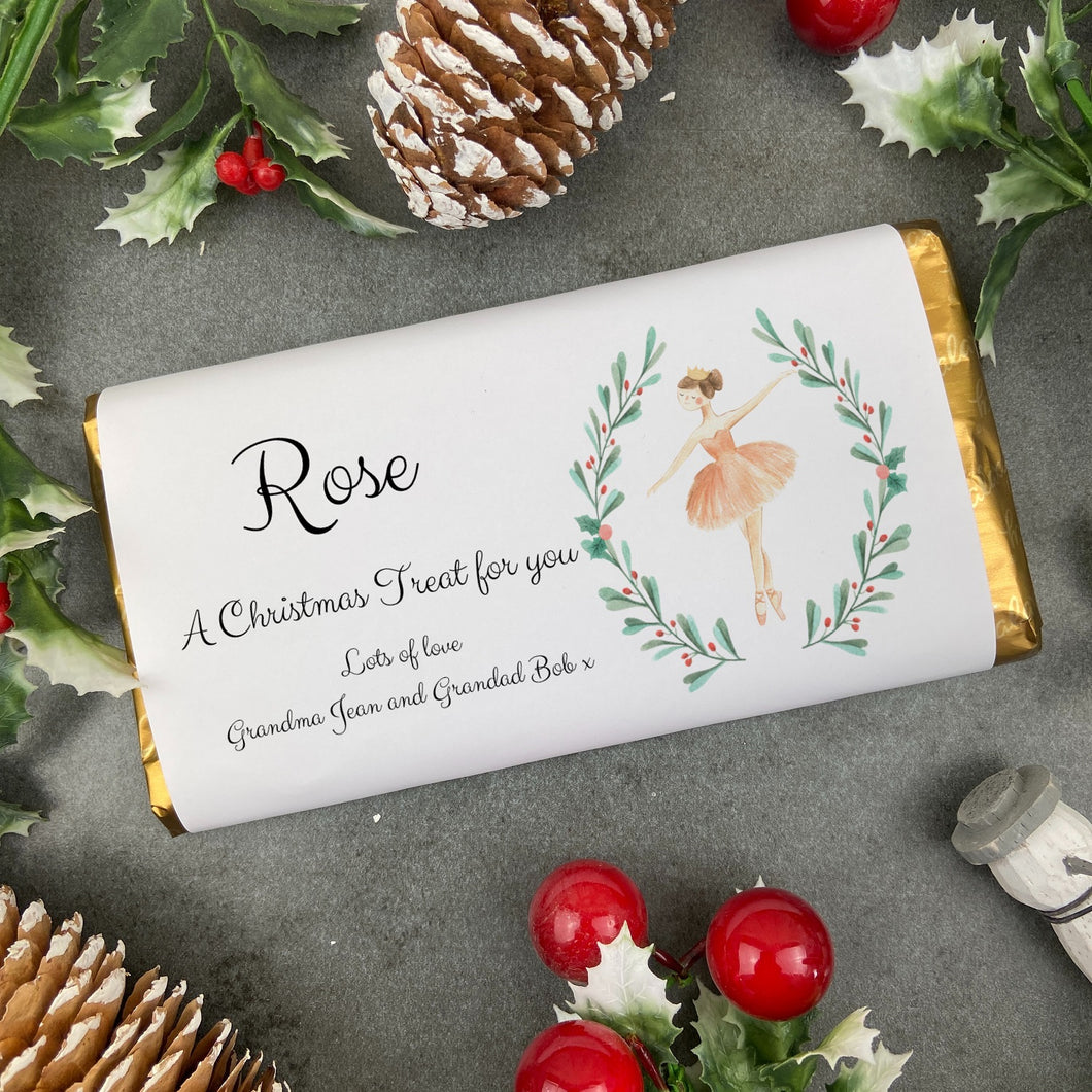 Personalised Nutcracker Ballerina Christmas Chocolate Bar-The Persnickety Co