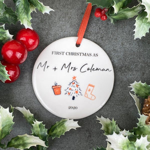 Personalised First Christmas As Mr & Mrs - Hanging Decoration-7-The Persnickety Co
