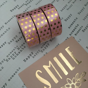 Gold Foil Polka Dot Washi Tape - Pink-2-The Persnickety Co