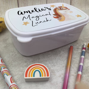 Personalised Magical Unicorn Lunch Box - White