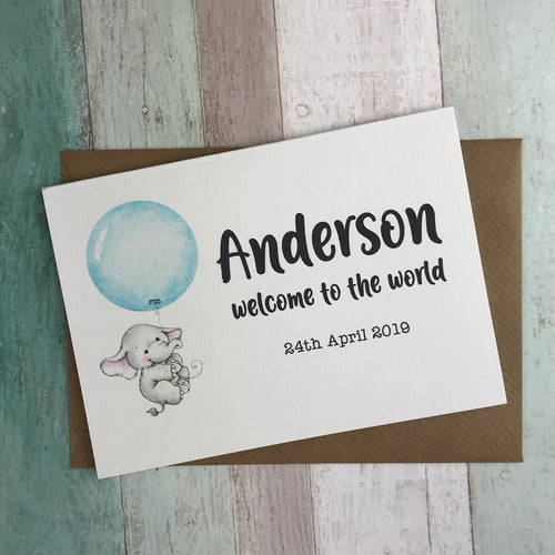Welcome To The World Baby Boy Card - Personalised-The Persnickety Co