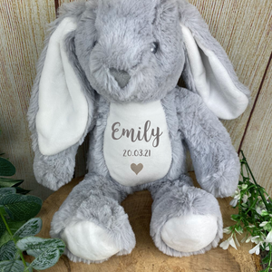 Personalised Grey Bunny Rabbit Soft Toy