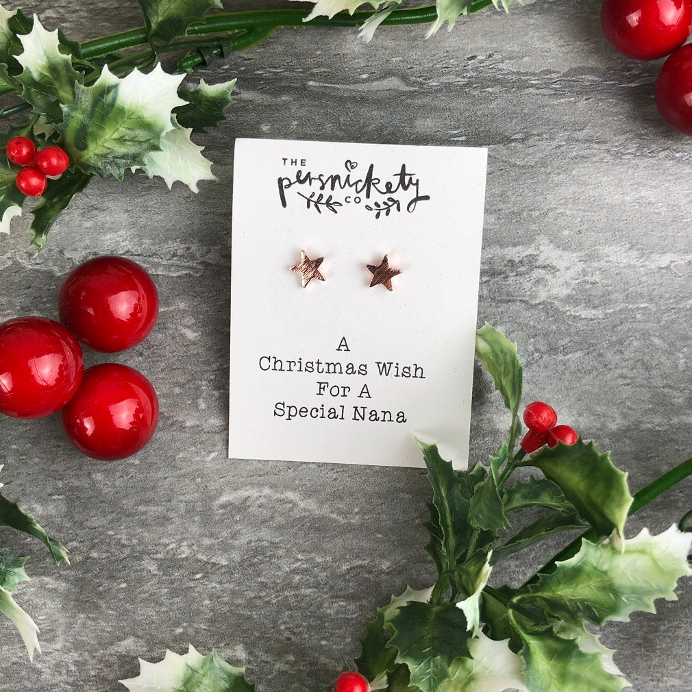 A Christmas Wish For A Special Nana - Star Earrings-The Persnickety Co