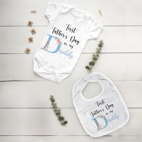 Bunny Initial First Father's day Bib and Vest-The Persnickety Co