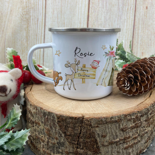 Personalised Cute Woodland Friends Enamel mug-The Persnickety Co
