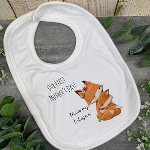 Personalised First Mothers Day Fox Baby Vest and Bib