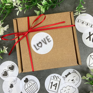 24 Love Valentine Stickers - Black & White