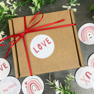 24 Love Valentine Stickers - Red & Pink