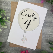 Load image into Gallery viewer, Bunny With Balloon Personalised Birthday Card

