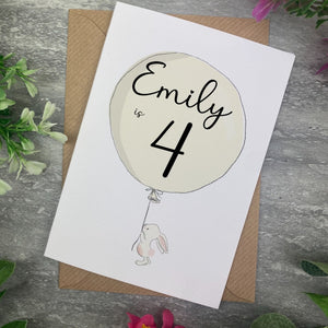 Bunny With Balloon Personalised Birthday Card