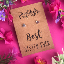 Load image into Gallery viewer, Best Sister Ever - Heart Earrings - Gold / Rose Gold / Silver-4-The Persnickety Co
