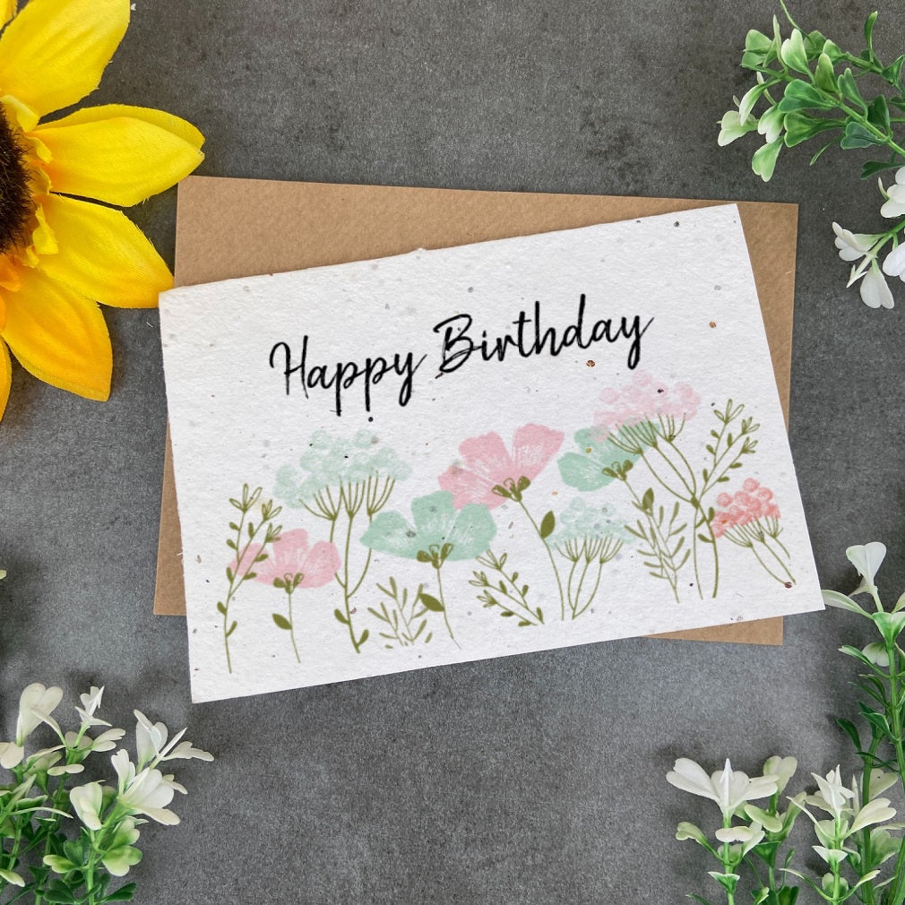Happy Birthday Floral Plantable Seed Card-The Persnickety Co