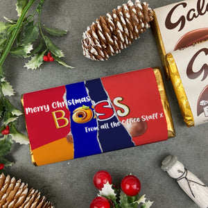 Merry Christmas Boss Novelty Personalised Chocolate Bar-The Persnickety Co