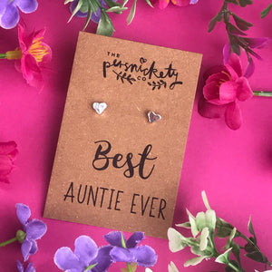 Best Auntie Ever - Heart Earrings - Gold / Rose Gold / Silver-3-The Persnickety Co