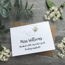 Load image into Gallery viewer, Personalised Bee Teacher Card-7-The Persnickety Co
