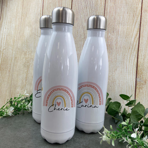 Personalised Water Bottle With Pastel Rainbow-The Persnickety Co