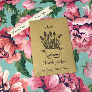 Mum Thank You For Helping Me Grow Mini Kraft Envelope with Wildflower Seeds-5-The Persnickety Co