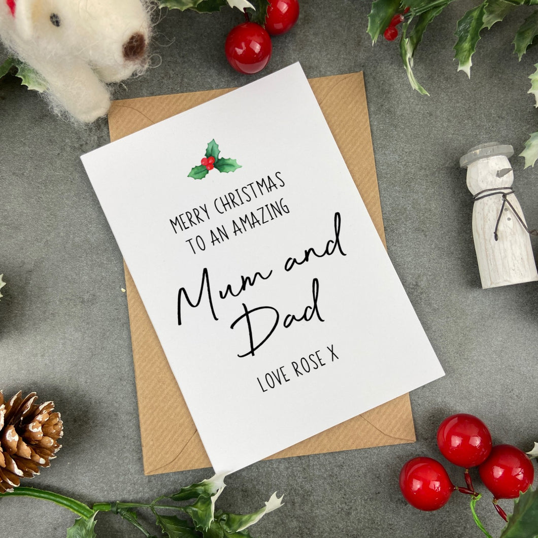 Personalised Mum and Dad Christmas Card-The Persnickety Co