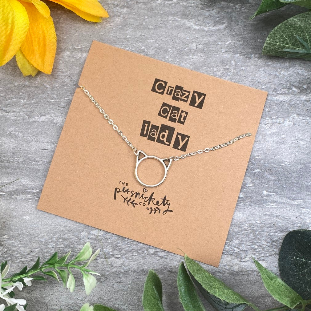 Silver Cat Necklace - Crazy Cat Lady-The Persnickety Co