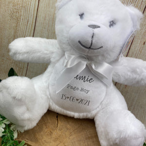 Personalised 'Page Boy' White Bear Soft Toy