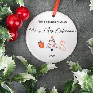 Personalised First Christmas As Mr & Mrs - Hanging Decoration-8-The Persnickety Co