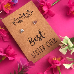 Best Sister Ever - Heart Earrings - Gold / Rose Gold / Silver-5-The Persnickety Co