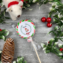Load image into Gallery viewer, Personalised Elf Girl Wreath Lollipop-The Persnickety Co
