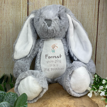 Load image into Gallery viewer, Big Brother/Sister Reveal Grey Bunny Rabbit Soft Toy-The Persnickety Co
