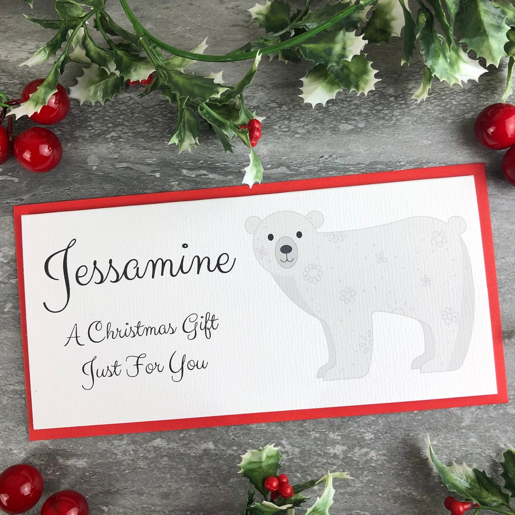 Personalised Christmas Polar Bear Money Wallet, Money Gift Envelope-The Persnickety Co