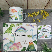 Load image into Gallery viewer, Dinosaur Enamel Mug, Placemat and Coaster-The Persnickety Co
