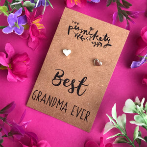 Best Grandma Ever - Heart Earrings - Gold / Rose Gold / Silver-3-The Persnickety Co