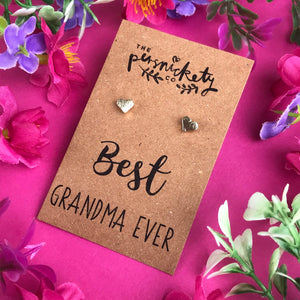 Best Grandma Ever - Heart Earrings - Gold / Rose Gold / Silver-8-The Persnickety Co