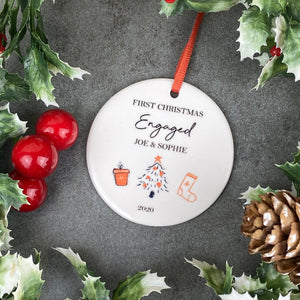 Personalised First Christmas Engaged Hanging Decoration-The Persnickety Co