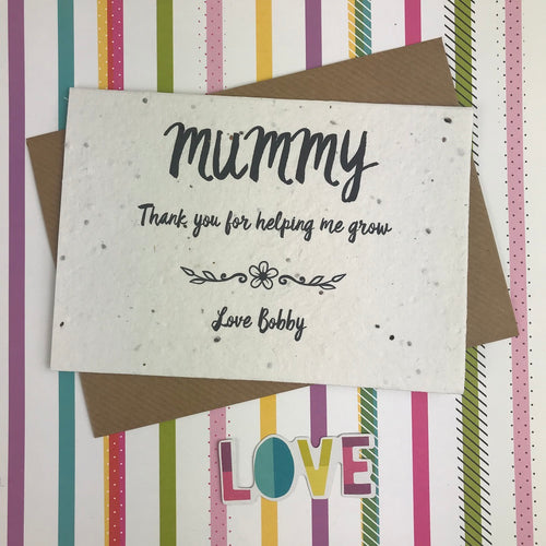 Plantable Wildflower Seed Card - Mummy Thank You For Helping Me Grow-The Persnickety Co