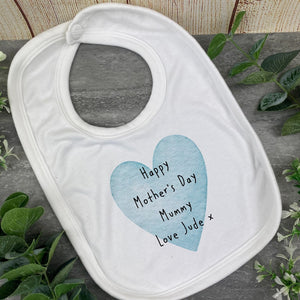 Personalised Happy Mothers Day Love Heart Baby Vest and Bib