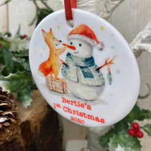 Load image into Gallery viewer, Snowman 1st Christmas Hanging Decoration
