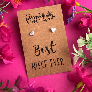Best Niece Ever - Heart Earrings - Gold / Rose Gold / Silver-4-The Persnickety Co