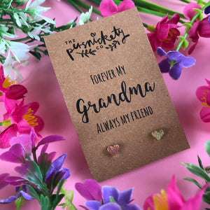 Forever My Grandma Always My Friend Heart Earrings-10-The Persnickety Co