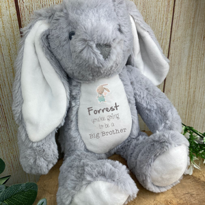 Big Brother/Sister Reveal Grey Bunny Rabbit Soft Toy