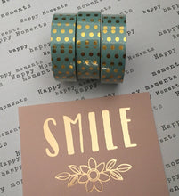 Load image into Gallery viewer, Gold Foil Polka Dot Washi Tape - Teal-The Persnickety Co
