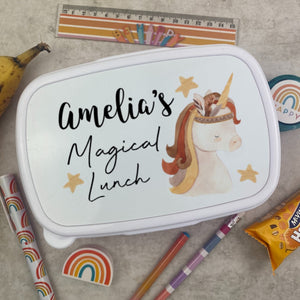 Personalised Magical Unicorn Lunch Box - Pink