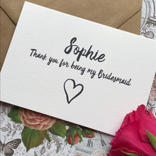 Load image into Gallery viewer, Personalised Thank You For Being My Bridesmaid-4-The Persnickety Co
