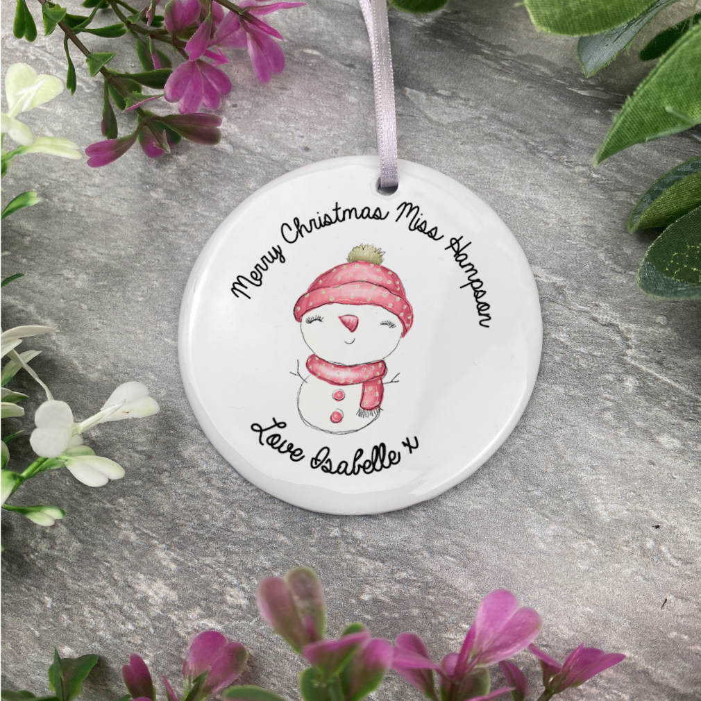 Merry Christmas - Personalised Cute Snowman Hanging Decoration-The Persnickety Co
