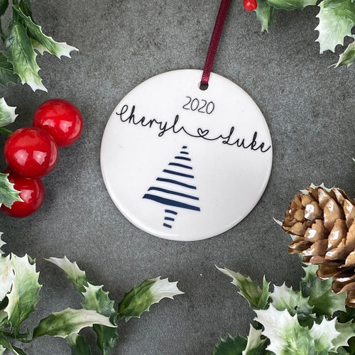 Personalised Couple Christmas Tree Hanging Decoration-The Persnickety Co